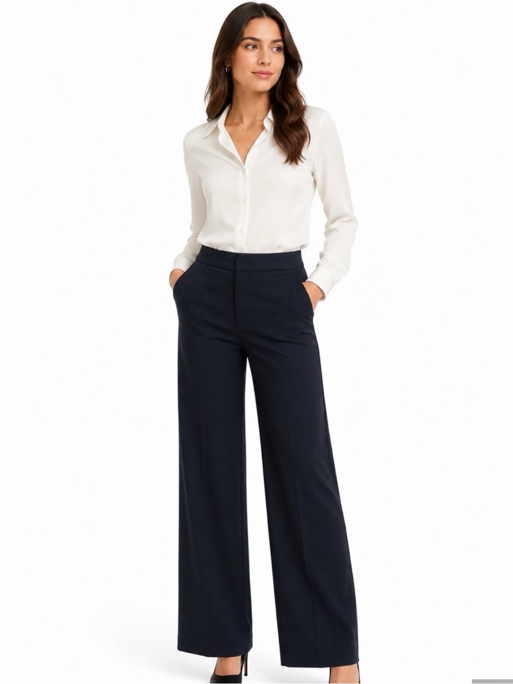 Banana Republic Martin Fit Navy Wide Leg Dress Pants